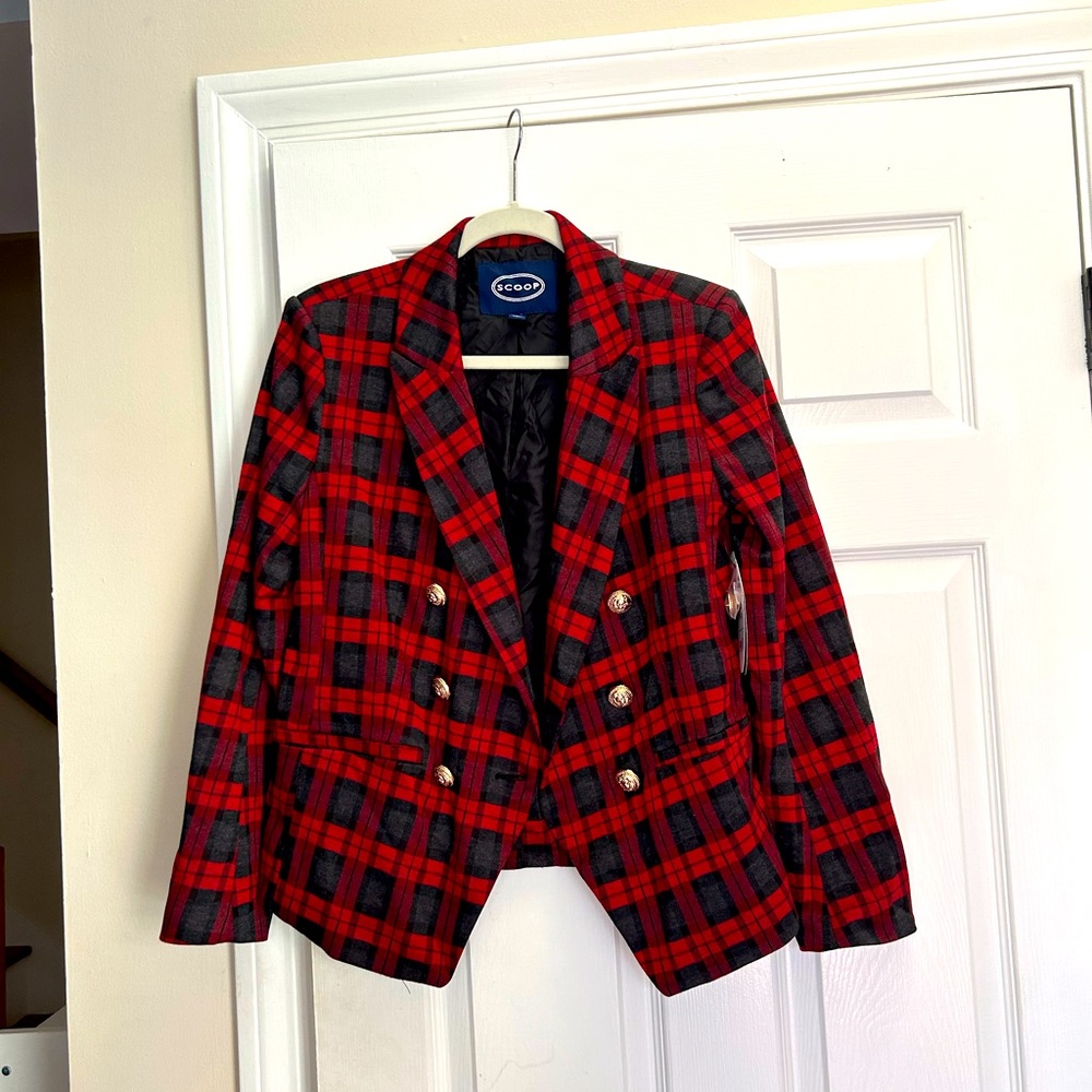 Scoop NYC Plaid Blazer sz M NWT